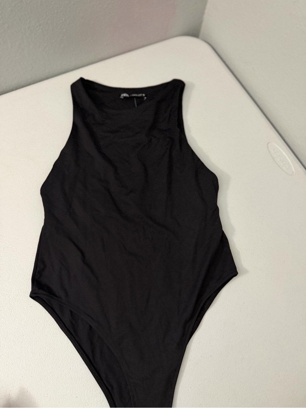 Zara Black High-Neck One-Piece Swimsuit